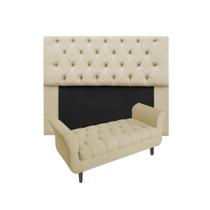 Cabeceira Estofada Mirage e Recamier Grécia King 195 cm Corano Bege - INCASA DECOR