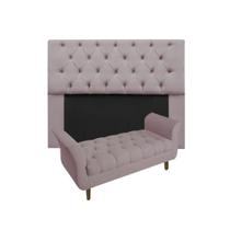 Cabeceira Estofada Mirage e Recamier Grécia King 195 cm Suede Rose - INCASA DECOR