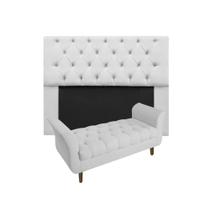 Cabeceira Estofada Mirage e Recamier Grécia Queen 160 cm Corano Branco - DL DECOR