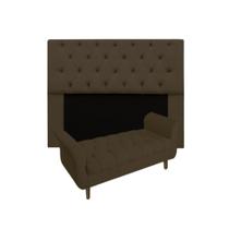 Cabeceira Estofada Mirage e Recamier Grécia Queen 160 cm Corano Marrom - INCASA DECOR