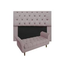 Cabeceira Estofada Mirage e Recamier Grécia Queen 160 cm Suede Rose - DL DECOR