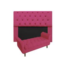 Cabeceira Estofada Mirage e Recamier Grécia Solteiro 90 cm Suede Rosa Pink - INCASA DECOR