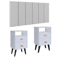 Cabeceira Estofada Modular Box Casal 1,40 Julia Jogo 2 Mesinha Pequena Gaveta Nicho Canto Lateral Cama Classic New - Branco-RPM Cabeceira Estofada Modular Box Casal 1,40 Julia Jogo 2 Mesinha Pequena Gaveta Nicho Canto Lateral Cama Classic New - Branco-RPM