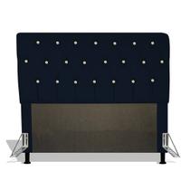 Cabeceira Estofada Nevada 90 cm Para Cama Box Quarto Solteiro Luxo Suede Azul Marinho