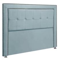 Cabeceira Estofada Para Cama Box Casal 140cm Ravena Veludo Azull Tiffany