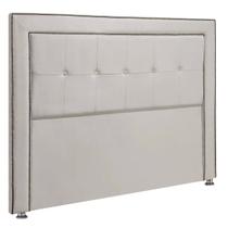 Cabeceira Estofada Para Cama Box Casal 140cm Ravena Veludo Bege Marfim