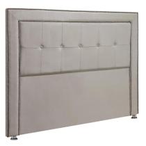 Cabeceira Estofada Para Cama Box Casal 140cm Ravena Veludo Bege