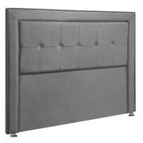 Cabeceira Estofada Para Cama Box Casal 140cm Ravena Veludo Cinza Grafite Cabeceira Estofada Para Cama Box Casal 140cm Ravena Veludo Cinza Grafite