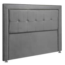 Cabeceira Estofada Para Cama Box Casal 140cm Ravena Veludo Cinza Grafite Cabeceira Estofada Para Cama Box Casal 140cm Ravena Veludo Cinza Grafite