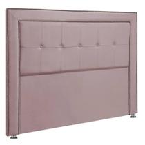 Cabeceira Estofada Para Cama Box Casal 140cm Ravena Veludo Rosê Gold Cabeceira Estofada Para Cama Box Casal 140cm Ravena Veludo Rosê Gold