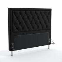 Cabeceira Estofada Para Cama Box Centaurus 195 Para Cama King Couro Preto Aradecor
