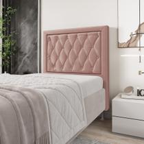 Cabeceira Estofada Para Cama Box Centaurus 90 Para Cama de Solteiro Sued Rosê Aradecor