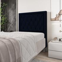 Cabeceira Estofada Para Cama Box Centaurus 90 Para Cama de Solteiro Suede Azul Marinho Aradecor