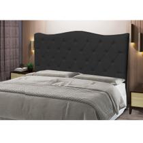 Cabeceira Estofada Para Cama Box De Casal Capitone Pérola 140 cm Preto Suede-Anchar Estofados 01