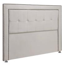 Cabeceira Estofada para Cama Box King 195cm Ravena Veludo Bege Marfim