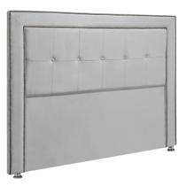 Cabeceira Estofada para Cama Box King 195cm Ravena Veludo Cinza Claro Cabeceira Estofada para Cama Box King 195cm Ravena Veludo Cinza Claro