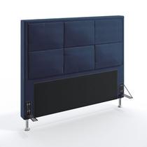 Cabeceira Estofada Para Cama Box Maia 140 Para Cama de Casal Sued Azul Marinho Aradecor