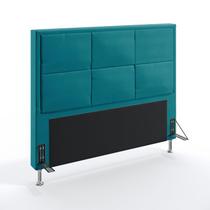 Cabeceira Estofada Para Cama Box Maia 160 Para Cama Queen Sued Azul Turquesa Aradecor