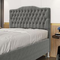 Cabeceira Estofada para Cama Box Pollux 140 para Cama de Casal Sued Cinza Aradecor Cabeceira Estofada para Cama Box Pollux 140 para Cama de Casal Sued Cinza Aradecor