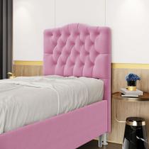 Cabeceira Estofada para Cama Box Pollux 90 para Cama de Solteiro Sued Rosê Aradecor Cabeceira Estofada para Cama Box Pollux 90 para Cama de Solteiro Sued Rosê Aradecor