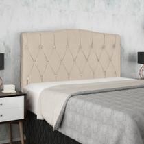 Cabeceira Estofada para Cama Box Quarto Casal 140 cm Suede Bege com Strass - Bela Móveis