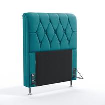 Cabeceira Estofada Para Cama Box Sirius 90 Para Cama de Solteiro Sued Azul Turquesa Aradecor Cabeceira Estofada Para Cama Box Sirius 90 Para Cama de Solteiro Sued Azul Turquesa Aradecor