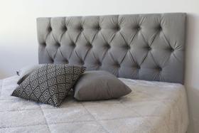Cabeceira Estofada Para Cama King 195x60cm Cor Cinza - Tecido Em Veludos Suede Liso