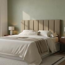 Cabeceira Estofada Para Camas de Casal 140x60cm Na Cor Bege - Modelo Vertically - Alta Qualidade