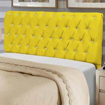 Cabeceira Estofada Paris 100CM Solteiro Strass Suede Amarelo - D A DECOR