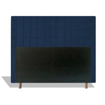 Cabeceira Estofada Paris 140 cm Para Cama Box Quarto Casal Veludo Azul Marinho