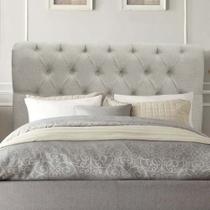 Cabeceira Estofada Paris 195cm King Size Para Cama Colchão Box Quarto Linho Bege - Aurora Line