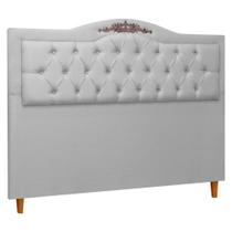 Cabeceira Estofada Provençal 140cm para Cama Box Casal Linho
