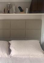 Cabeceira Estofada Queen 12 Blocos Não é Segredo Linho Bege 160x90