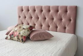 Cabeceira Estofada Queen 160x50cm Rosa Nude - Tecido Em Veludo Suede Liso - Alta Qualidade