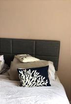 Cabeceira Estofada Queen 8 Blocos Não é Segredo Linho Cinza Vazado 160x60