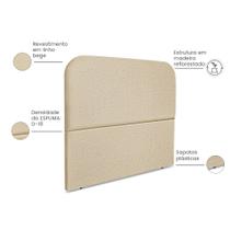 Cabeceira Estofada Queen Alana 160cm Linho Bege
