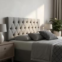 Cabeceira Estofada Queen Cor Cinza Capitonê 160x60cm Com Botões Na Mesma Cor - Super Confortável Cabeceira Estofada Queen Cor Cinza Capitonê 160x60cm Com Botões Na Mesma Cor - Super Confortável