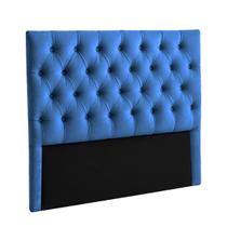 Cabeceira Estofada Queen Luna Nature Veludo Azul 158x136
