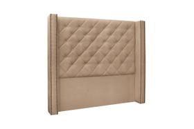 Cabeceira estofada queen tachas vicenza suede bege