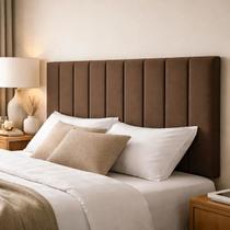 Cabeceira Estofada Queen Vertically 160x60cm Cor Marrom - Com Materiais de Alta Qualidade