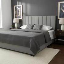 Cabeceira Estofada Queen Vertically 160x60cm Na Cor Cinza - Produto em MDF de Alta Qualidade