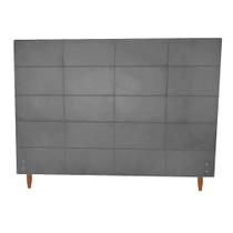 Cabeceira Estofada Raissa para Cama Box Casal Queen Size Suede Cinza Grafite 158cm JBF