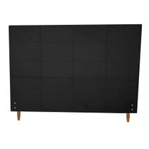 Cabeceira Estofada Raissa para Cama Box Casal Queen Size Suede Preto 158cm JBF