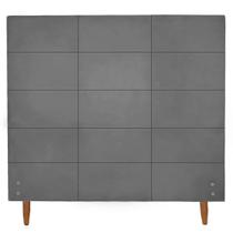 Cabeceira Estofada Raissa para Cama Box de Casal Suede Cinza Grafite 138cm JBF