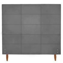 Cabeceira Estofada Raissa para Cama Box de Casal Suede Preto 138cm JBF