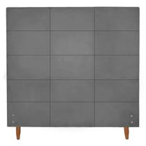 Cabeceira Estofada Raissa para Cama Box de Solteiro Suede Cinza Grafite 100cm JBF