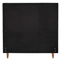 Cabeceira Estofada Raissa para Cama Box de Solteiro Suede Preto 100cm JBF