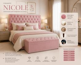 Cabeceira Estofada Recamier Baú Para Cama Box 160cm Queen COR:ROSA