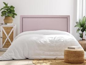 Cabeceira Estofada Reta Luxo Casal com Tachas Fumê Rosa Bebê Cabeceira Estofada Reta Luxo Casal com Tachas Fumê Rosa Bebê