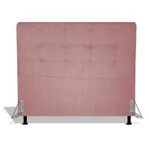 Cabeceira Estofada Rubi 195 cm Para Cama Box Quarto King Size MV Estofados Suede Rose